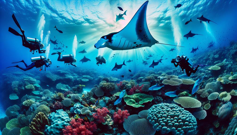 majestic manta rays inhabit heron island